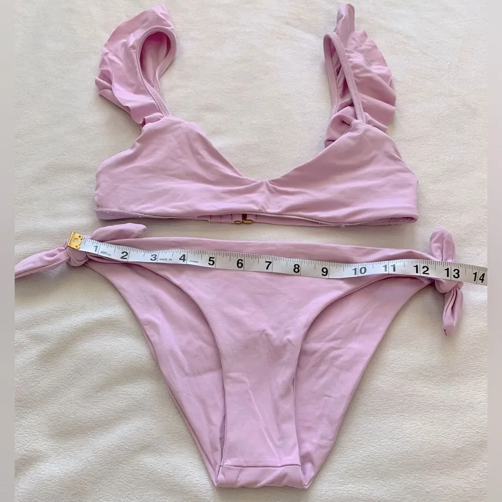 NEW L*Space Bikini Set Lilac Harper Top & Side Tie Bottom Medium Bathing Suit